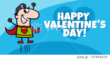 Valentines Day design with cartoon superhero character 97994629