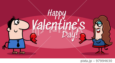 Valentines Day design with cartoon couple in love 97994630