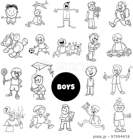 cartoon teen and elementary age boys set coloring book cartoon teen and elementary age boys set coloring book 97994658