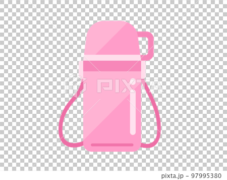 Illustration of a pink water bottle with a cup Illustration of a pink water bottle with a cup 97995380
