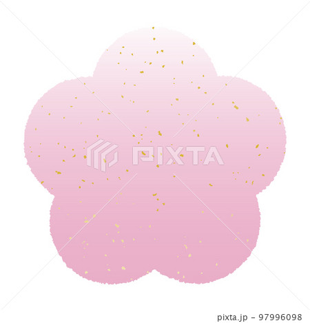 ピンクの梅の花_金箔和紙風_背景素材_ベクターイラスト ピンクの梅の花_金箔和紙風_背景素材_ベクターイラスト 97996098