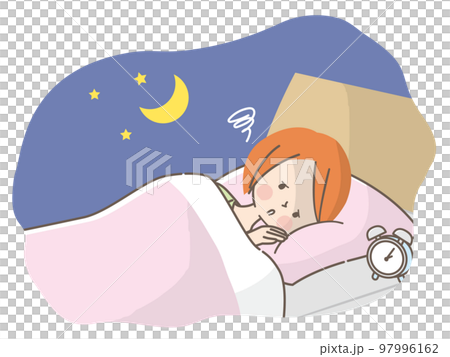 眠れずに困っている女性のイラスト素材 97996162
