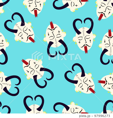 Pattern of Funky demon head with a creepy ugly face. 97996273