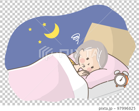 Illustration material of a senior woman who is having trouble sleeping 97996825