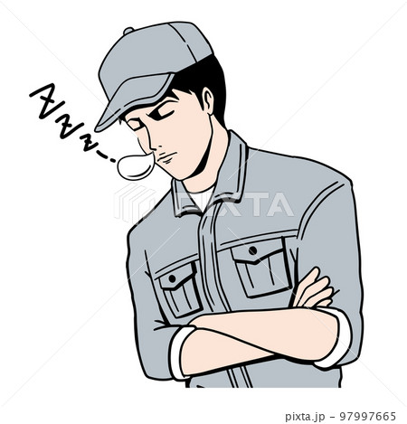 居眠りする日本人作業員 97997665