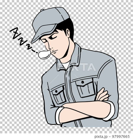 居眠りする日本人作業員 97997665