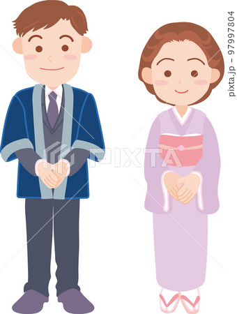 温泉旅館イメージ_女将と支配人_全身 温泉旅館イメージ_女将と支配人_全身 97997804