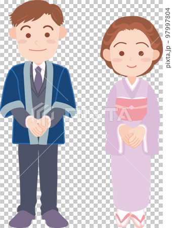 温泉旅館イメージ_女将と支配人_全身 温泉旅館イメージ_女将と支配人_全身 97997804