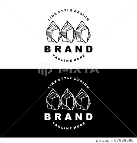 Stone Logo, Gem Line Stone Design, Diamond, Crystal, Simple Elegant, Product Brand Vector, Natural Stone Icon 97998090