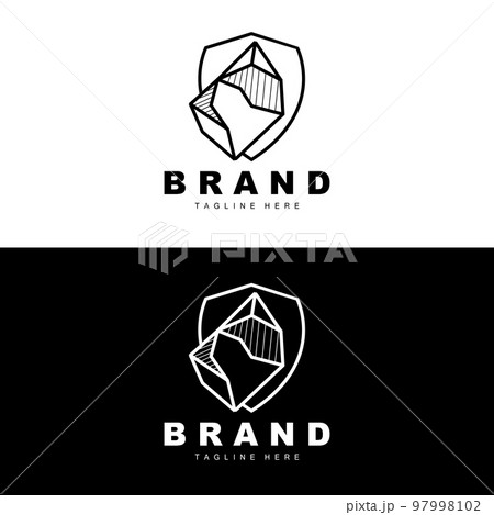 Stone Logo, Gem Line Stone Design, Diamond, Crystal, Simple Elegant, Product Brand Vector, Natural Stone Icon 97998102