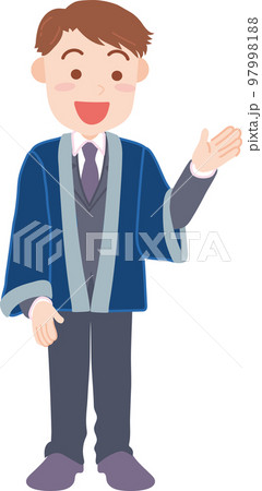 温泉旅館イメージ_支配人_片手をあげる_全身 97998188