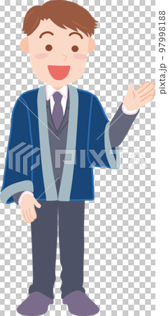 温泉旅館イメージ_支配人_片手をあげる_全身 97998188