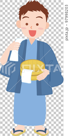 温泉に来た浴衣の男性 97998203