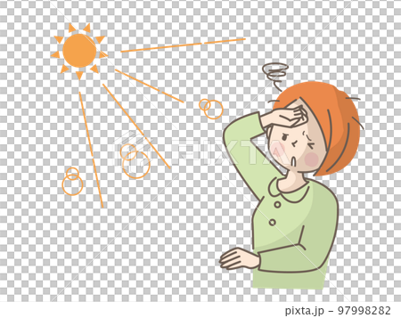 太陽の光が眩しくて辛い若い女性のイラスト素材 97998282
