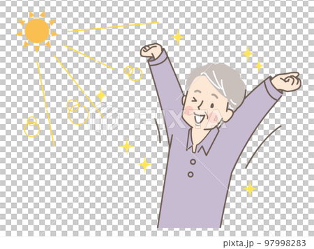 Senior man stretching while bathing in the sun 97998283