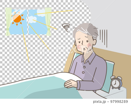 Illustration material of a senior man who has a hard time waking up in the morning 97998289