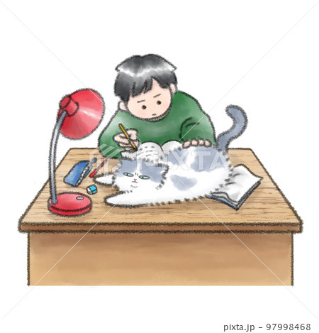 宿題を応援する猫 97998468