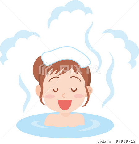 温泉に浸かる人_女性 97999715