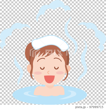 温泉に浸かる人_女性 97999715