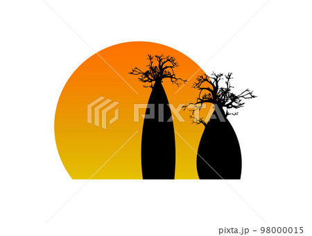Boab or Baobab Tree set vector trees silhouette logo concept icon, illustration sign isolated on sunset background Boab or Baobab Tree set vector trees silhouette logo concept icon, illustration sign isolated on sunset background 98000015