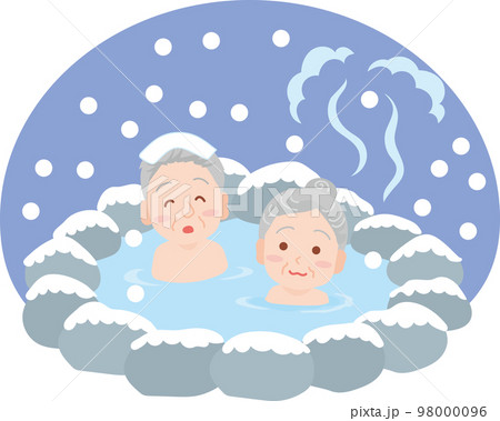 温泉_露天風呂_雪見風呂_高齢男女 温泉_露天風呂_雪見風呂_高齢男女 98000096