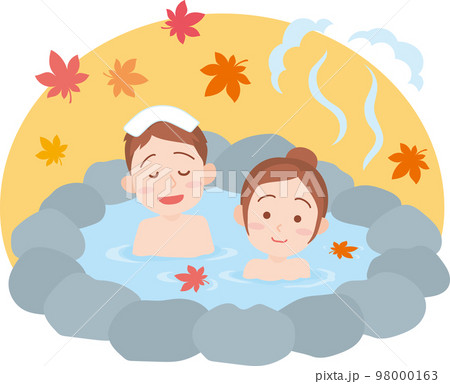 温泉_露天風呂_秋_男女 98000163