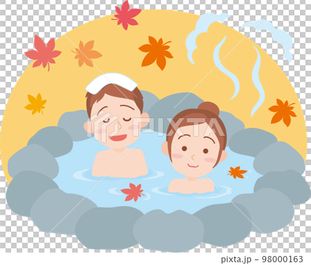 温泉_露天風呂_秋_男女 98000163