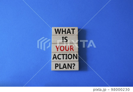 What is your action plan symbol. Wooden blocks with words What is your action plan. Beautiful blue background. Business and What is your action plan concept. Copy space What is your action plan symbol. Wooden blocks with words What is your action plan. Beautiful blue background. Business and What is your action plan concept. Copy space 98000230
