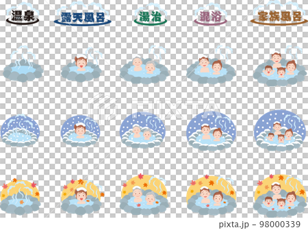 季節の露天風呂_色々な年代の人物_セット 季節の露天風呂_色々な年代の人物_セット 98000339