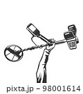 Legendary metal detector in hand for treasure hunt 98001614