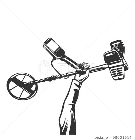 Legendary metal detector in hand for treasure hunt 98001614