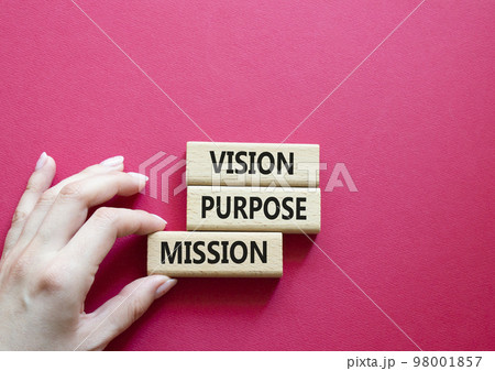 Vision Purpose Mission symbol. Concept word Vision Purpose Mission on wooden blocks. Beautiful red background. Businessman hand. Business and Vision Purpose Mission concept. Copy space. Vision Purpose Mission symbol. Concept word Vision Purpose Mission on wooden blocks. Beautiful red background. Businessman hand. Business and Vision Purpose Mission concept. Copy space. 98001857
