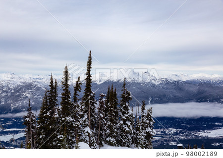 Canadian Mountain Landscape Nature Background covered in snow. Whistler Canadian Mountain Landscape Nature Background covered in snow. Whistler 98002189