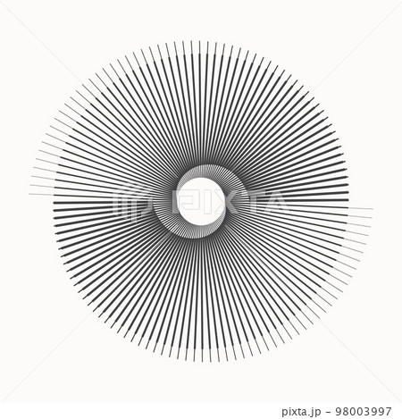 Black lines in circle abstract background. Yin and yang symbol. Dynamic transition illusion. 98003997