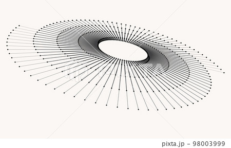 Spiral with lines and dots as dynamic abstract vector background or logo or icon. Artistic illustration with perspective on white background. 98003999