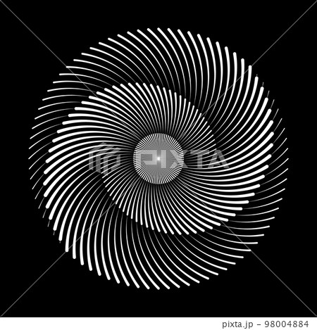 Circle with curved lines in spiral. Abstract modern art lines background. Yin and Yang symbol. Circle with curved lines in spiral. Abstract modern art lines background. Yin and Yang symbol. 98004884
