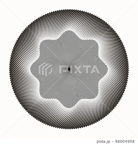 Circle with transition line elements. Abstract geometric art line background like flower. Circle with transition line elements. Abstract geometric art line background like flower. 98004908