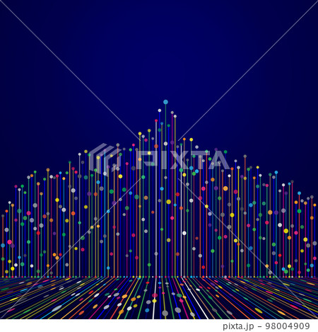 Speed lines, big data concept with dots. Dark blue illustration with financial indexes. Speed lines, big data concept with dots. Dark blue illustration with financial indexes. 98004909