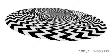 Abstract art geometric optical illusion with arrows. White and black psychedelic circle with perspective. Abstract art geometric optical illusion with arrows. White and black psychedelic circle with perspective. 98005439