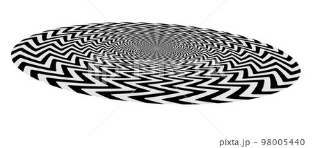 Abstract art geometric optical illusion with arrows. White and black psychedelic circle with perspective. 98005440