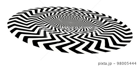 Abstract art geometric optical illusion with arrows. White and black psychedelic circle with perspective. 98005444