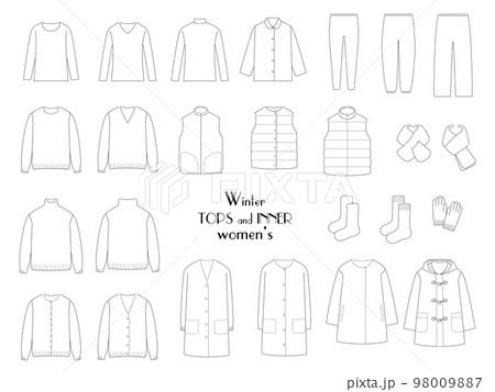 女性用の冬服アイコンセット　トップス・インナー 98009887