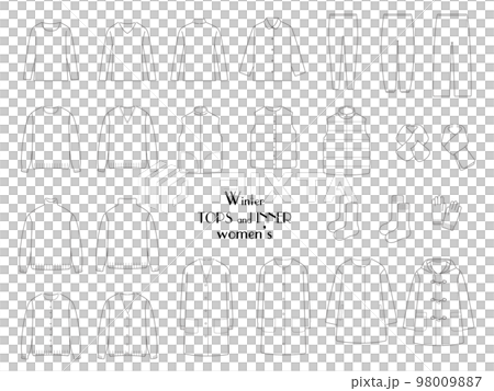 女性用の冬服アイコンセット　トップス・インナー 98009887