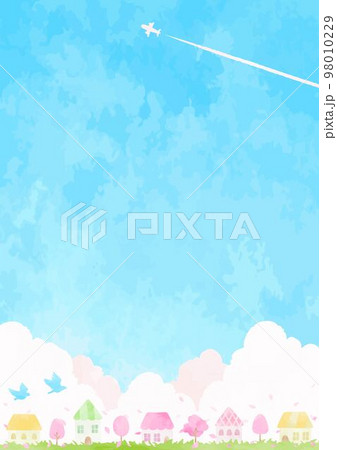 手描きの春の街並みイラスト 手描きの春の街並みイラスト 98010229