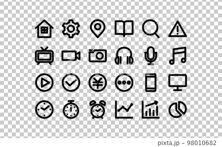 Communication equipment related black line drawing icon set ②-1 98010682
