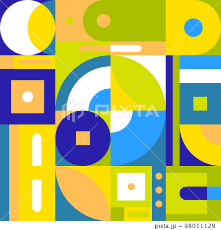 Geometric art. Bauhaus style. Pattern from simple basic forms. Eco colours palette. Vector template. 98011129