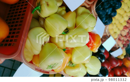 fruits and vegetables on the market counter 98011332