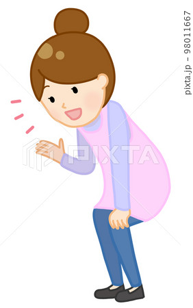 園児に声かけする女性の保育士 園児に声かけする女性の保育士 98011667