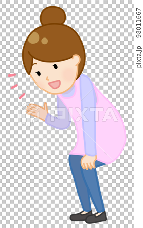 園児に声かけする女性の保育士 園児に声かけする女性の保育士 98011667