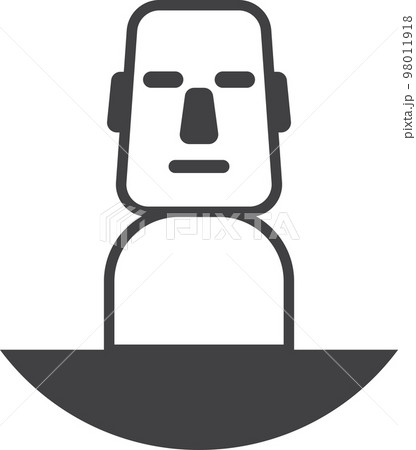 Easter Island stone head illustration in minimal style Easter Island stone head illustration in minimal style 98011918